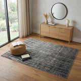4' X 6' Gray and Black Abstract Power Loom Area Rug