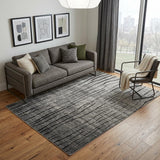 5' X 8' Gray and Black Abstract Power Loom Area Rug