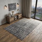 4' X 6' Ivory Gray and Black Abstract Power Loom Area Rug
