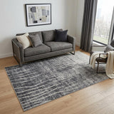 5' X 8' Ivory Gray and Black Abstract Power Loom Area Rug