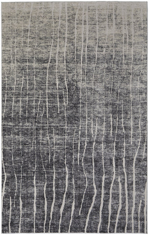 5' X 8' Ivory Gray and Black Abstract Power Loom Area Rug