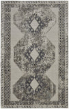 4' X 6' Gray and Ivory Abstract Power Loom Worn Faded Area Rug