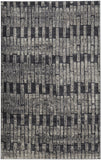 5' X 8' Gray and Black Geometric Power Loom Worn Faded Area Rug