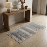 3' X 5' Gray Abstract Power Loom Area Rug With Fringe
