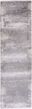 10' Gray Abstract Power Loom Runner Rug With Fringe
