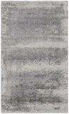 10' Gray Blue and Red Abstract Power Loom Runner Rug With Fringe