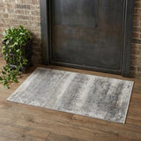 2' X 3' Gray Abstract Power Loom Area Rug With Fringe