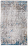8' X 10' Teal Blue And Ivory Geometric Washable Indoor Outdoor Area Rug