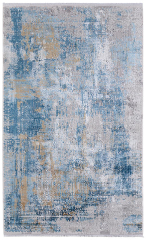 8' X 10' Navy Blue And Denim Blue Medallion Washable Indoor Outdoor Area Rug