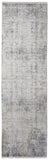 10' Ivory Taupe and Gray Abstract Power Loom Distressed Runner Rug With Fringe