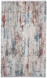 2' X 3' Gray Blue and Red Abstract Power Loom Area Rug With Fringe