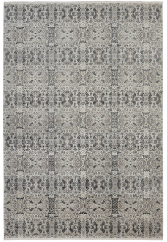 2' X 3' Ivory Taupe and Gray Oriental Power Loom Area Rug With Fringe