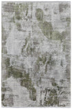 2' X 3' Gray Silver and Green Ikat Power Loom Area Rug With Fringe