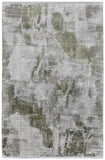 2' X 3' Gray Silver and Green Ikat Power Loom Area Rug With Fringe
