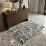 3' X 5' Taupe and Gray Abstract Power Loom Area Rug With Fringe