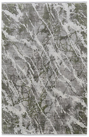 8' X 10' Charcoal And Ivory Geometric Washable Indoor Outdoor Area Rug