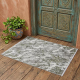 2' X 3' Taupe and Gray Abstract Power Loom Area Rug With Fringe