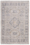4' X 6' Tan and Gray Oriental Hand Woven Distressed Area Rug With Fringe