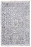 5' X 8' Gray Blue and Taupe Abstract Hand Woven Distressed Area Rug With Fringe