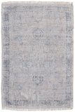 4' X 6' Gray Blue and Taupe Abstract Hand Woven Distressed Area Rug With Fringe