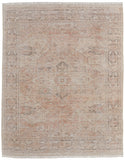 5' X 8' Tan Orange and Ivory Oriental Hand Woven Distressed Area Rug With Fringe