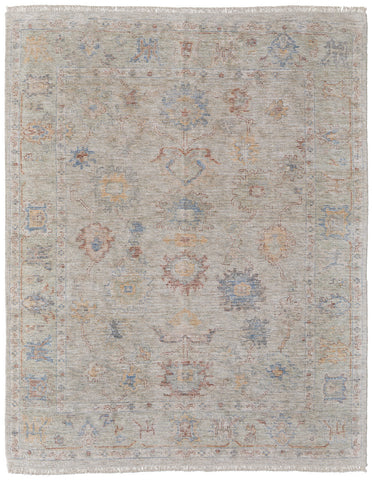 8' X 10' Beige Blue and Gray Abstract Washable Non Skid Indoor Outdoor Area Rug