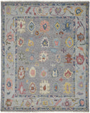 2' X 3' Gray Blue and Red Wool Oriental Hand Knotted Area Rug With Fringe