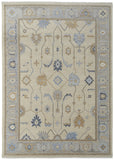 8' Teal Ivory And Gray Geometric Washable Area Rug With UV Protection