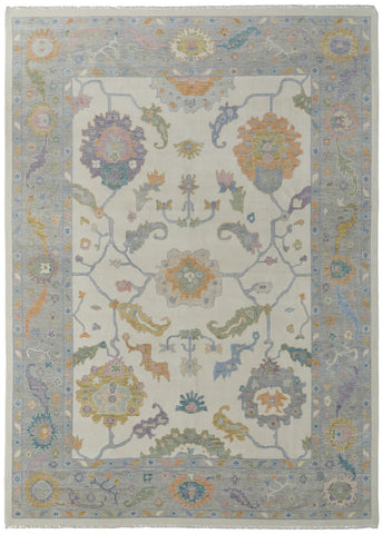 8' X 10' Taupe And Beige Floral Washable Indoor Outdoor Area Rug
