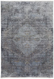 5' X 7' Gray and Silver Abstract Power Loom Worn Faded Area Rug
