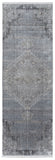 10' Gray And Silver Abstract Distressed Runner Rug