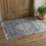 2' X 3' Gray And Silver Abstract Distressed Area Rug