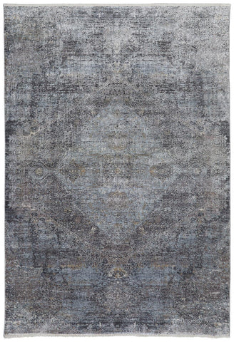 2' X 3' Gray And Silver Abstract Distressed Area Rug