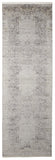 10' Gray And Ivory Oriental Distressed Runner Rug
