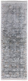 10' Gray And Silver Damask Distressed Runner Rug