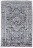 5' X 7' Gray and Silver Oriental Power Loom Worn Faded Area Rug
