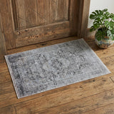 2' X 3' Gray and Silver Oriental Power Loom Worn Faded Area Rug