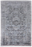 2' X 3' Gray and Silver Oriental Power Loom Worn Faded Area Rug