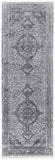 10' Gray And Silver Oriental Distressed Runner Rug