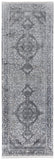 12' Gray and Silver Oriental Power Loom Worn Faded Runner Rug