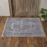 2' X 3' Gray and Silver Oriental Power Loom Worn Faded Area Rug