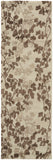 8' Taupe and Brown Floral Hand Tufted Runner Rug