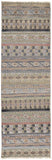 10' Tan Blue and Orange Striped Hand Knotted Runner Rug