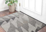 2' X 3' Gray and Ivory Wool Geometric Hand Knotted Area Rug