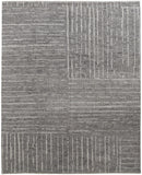 2' X 3' Gray and Ivory Wool Checkered Hand Knotted Worn Faded Area Rug