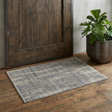 2' X 3' Gray and Ivory Wool Abstract Hand Knotted Worn Faded Area Rug