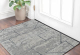 2' X 3' Gray and Silver Wool Abstract Hand Knotted Worn Faded Area Rug