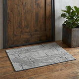 2' X 3' Gray and Silver Wool Abstract Hand Knotted Worn Faded Area Rug