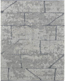 2' X 3' Gray and Silver Wool Abstract Hand Knotted Worn Faded Area Rug