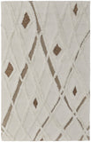 2' X 3' Ivory Taupe and Brown Wool Geometric Hand Tufted Area Rug